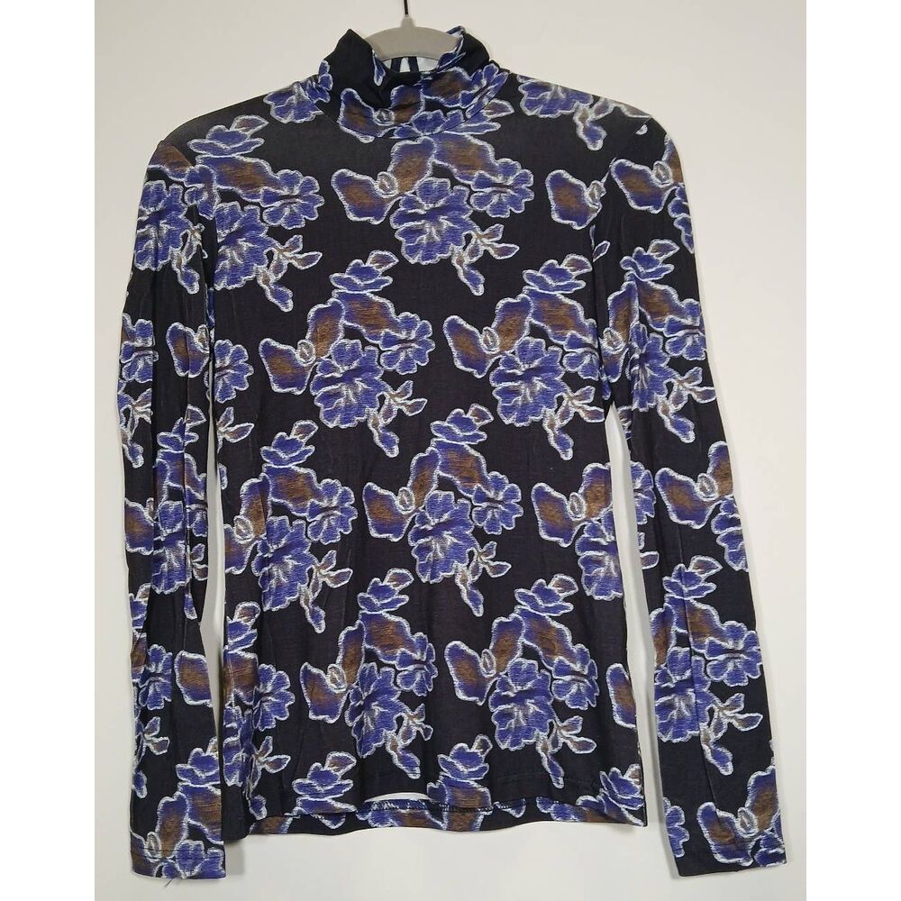 No. 6 store womens small mockneck longsleeve blouse purple brown whimsy goth